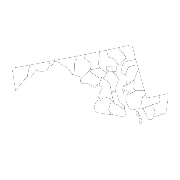 Vector illustration of Maryland state map with counties