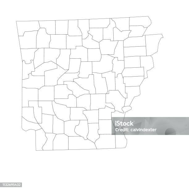 Arkansas State Map With Counties Stock Illustration - Download Image Now - Adventure, American Culture, Arkansas