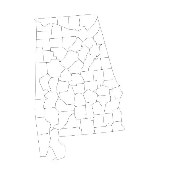 Vector illustration of Alabama state map with counties