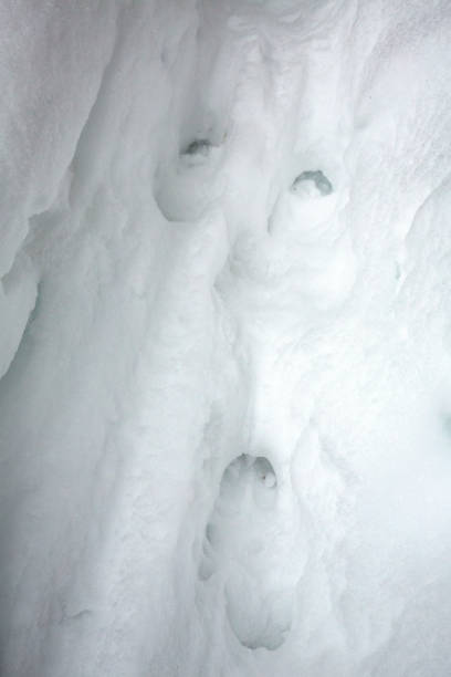 Snow wall on the roadside in an alpine scenery