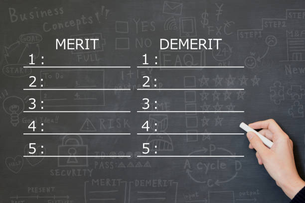 Business concepts, comparison of merit and demerit stock photo