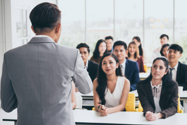 istock Businessman is explaining works to officers while training together at the office. 1132701122