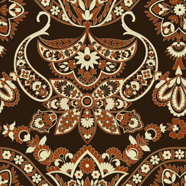 ilustrações de stock, clip art, desenhos animados e ícones de paisley seamless pattern. damask vector background - 3498