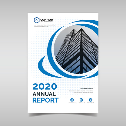 istock Annual report template with blue circles 1132701873