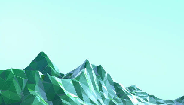 istock Mountain Landscape Low poly art Gradient Psychedelic with Colorful Blue on Background- 3d rendering 1132702573
