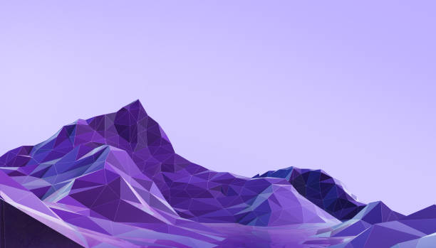 istock Landscape Low poly with Colorful Gradient Psychedelic Purple - Blue on Background- 3d rendering 1132702577
