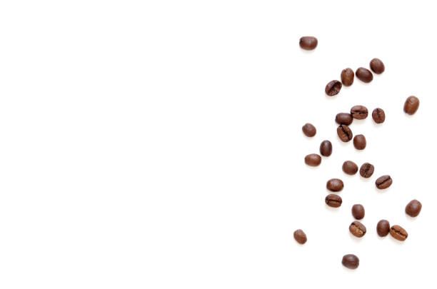 istock Roasted Coffee Beans background texture isolated on white background with copy space for text - Image 1132705259