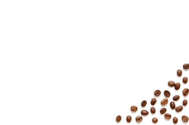 istock Roasted Coffee Beans background texture isolated on white background with copy space for text - Image 1132705290