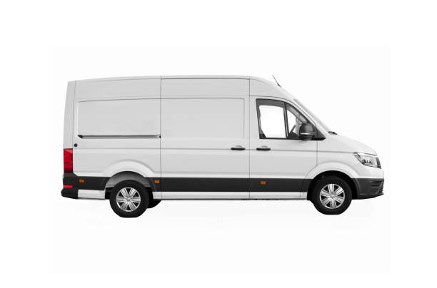 istock White delivery van with clipping path and copy space on white 1132710098