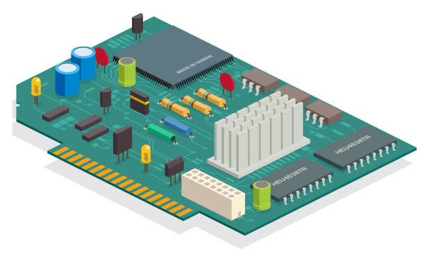 ilustrações de stock, clip art, desenhos animados e ícones de circuit board - resistor electrical component electronics industry electricity