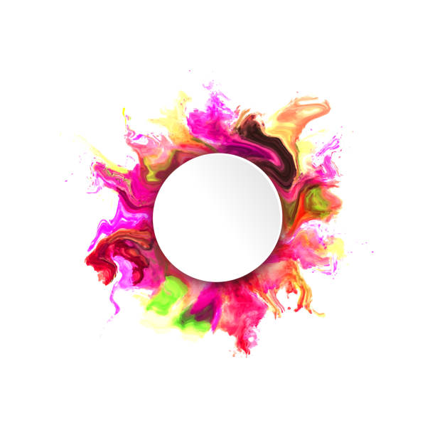 istock Powder Explosion of sea blue, pink and azure dust on white frame. Web banner for Holi Indian festival. Card, poster, flyer, web article, motion ink. 1132710668