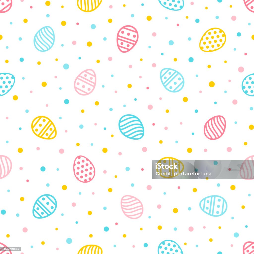 Пасха бесшовные картины. Красочный фон с богато яйцами и точками. Бесконечная текстура для обоев, веб-страницы, оберточной бумаги и т.д. Ретр - Векторная графика Пасха роялти-фри