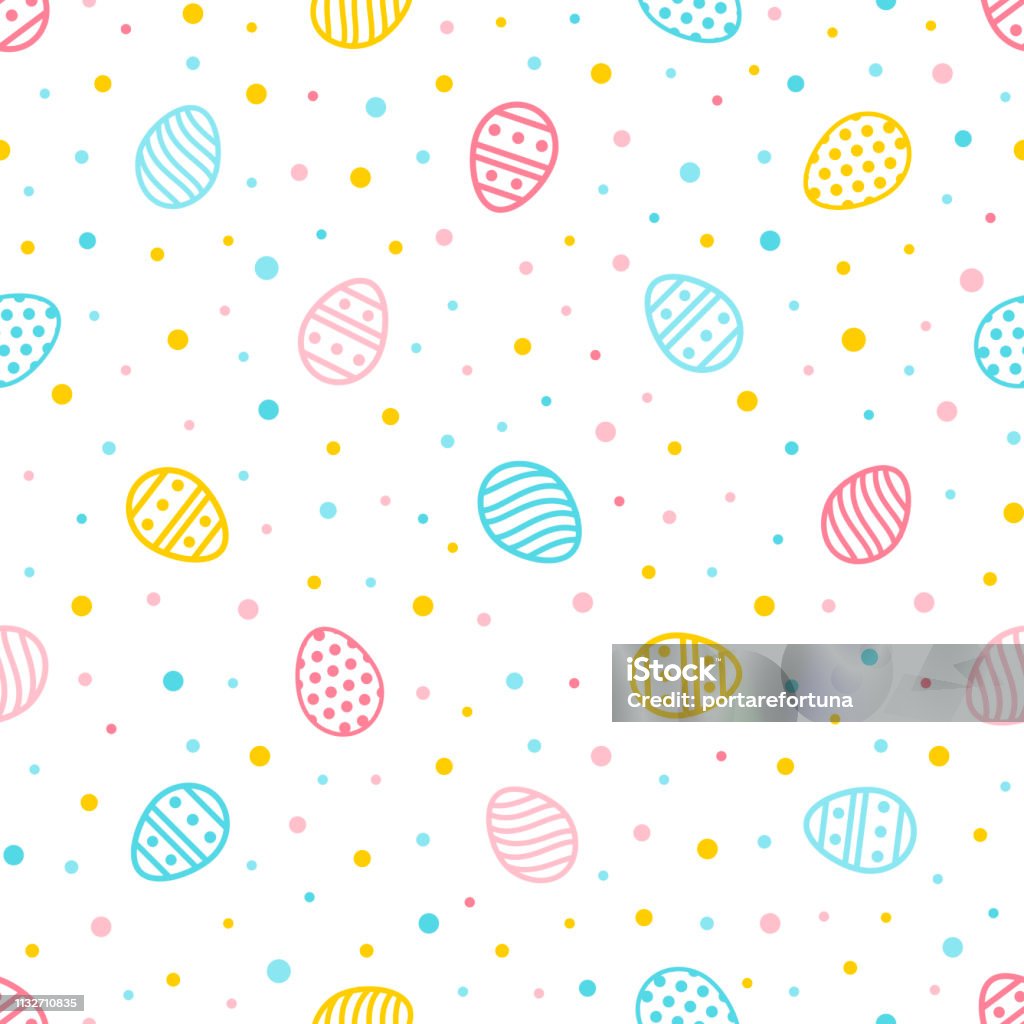 Easter Patterned Backround Easter Seamless Pattern Colorful Background With Ornate Eggs And Dots ...