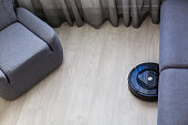 Robotic vacuum cleaner on the floor