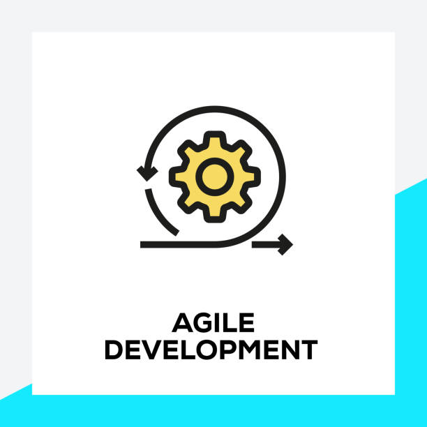 набор значков agile development line - agility stock illustrations