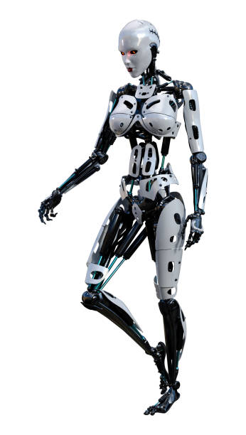 istock 3D illustration female robot on white 1132714525