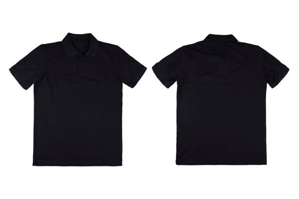 istock Isolated front view and back view black polo shirt 1132715214