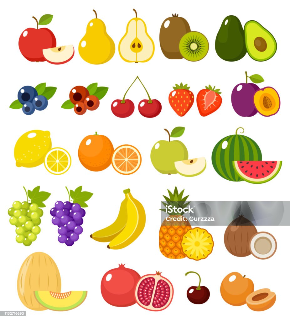 Fruit on a white background isolated Fruit on a white background isolated. Vector illustration Fruit stock vector