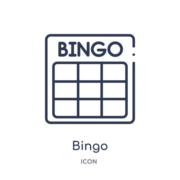 ilustrações de stock, clip art, desenhos animados e ícones de linear bingo icon from entertainment and arcade outline collection. thin line bingo vector isolated on white background. bingo trendy illustration - bingo