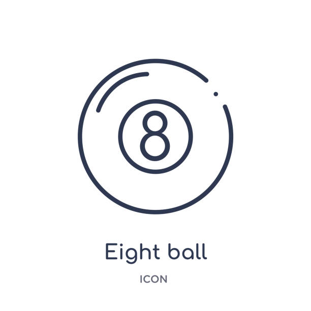 ilustrações de stock, clip art, desenhos animados e ícones de linear eight ball icon from entertainment and arcade outline collection. thin line eight ball vector isolated on white background. eight ball trendy illustration - snooker table