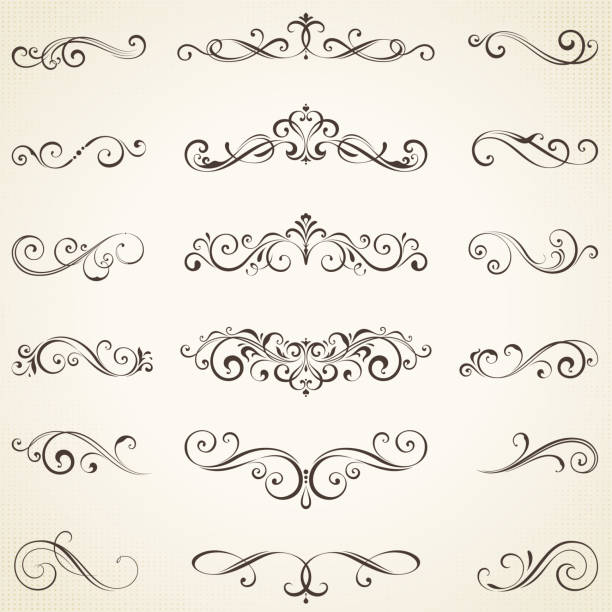 illustrations, cliparts, dessins animés et icônes de éléments ornés set_05 - filigree swirl flourishes ornate