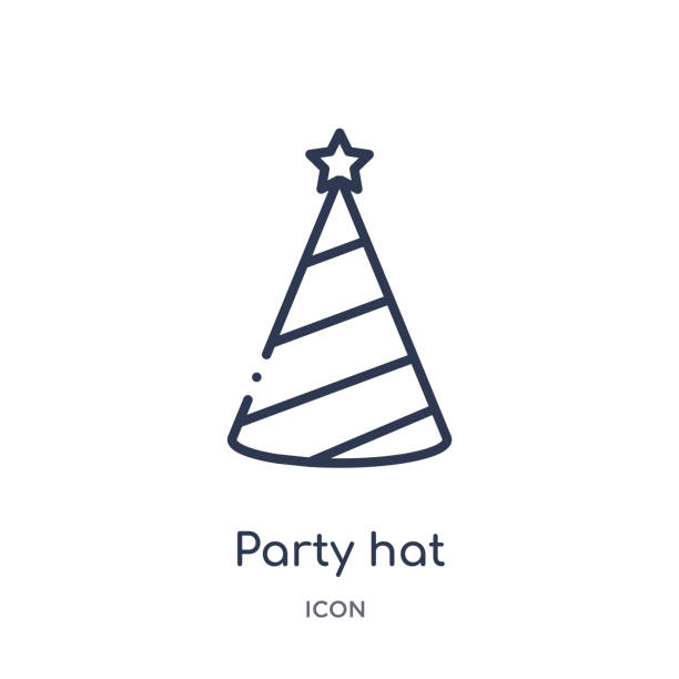 Linear party hat icon from Entertainment and arcade outline collection. Thin line party hat vector isolated on white background. party hat trendy illustration Linear party hat icon from Entertainment and arcade outline collection. Thin line party hat vector isolated on white background. party hat trendy illustration party hat stock illustrations