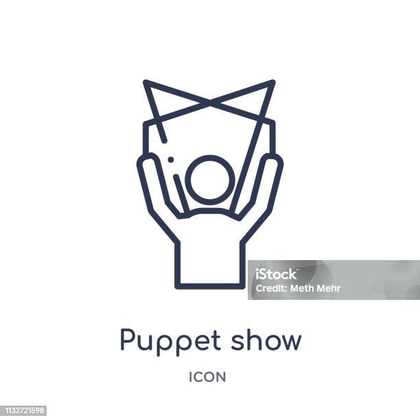 Linear Puppet Show Icon From Entertainment And Arcade Outline Collection Thin Line Puppet Show Vector Isolated On White Background Puppet Show Trendy Illustration Stock Illustration - Download Image Now