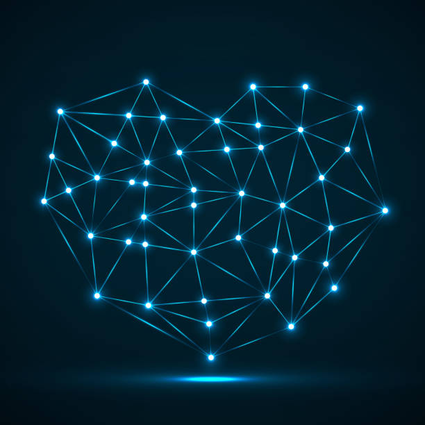 istock Abstract neon geometric heart of lines and dot 1132723549