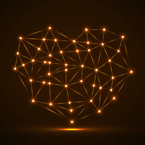 istock Abstract neon geometric heart of lines and dot, glowing polygonal shape. Valentine s day background 1132723575