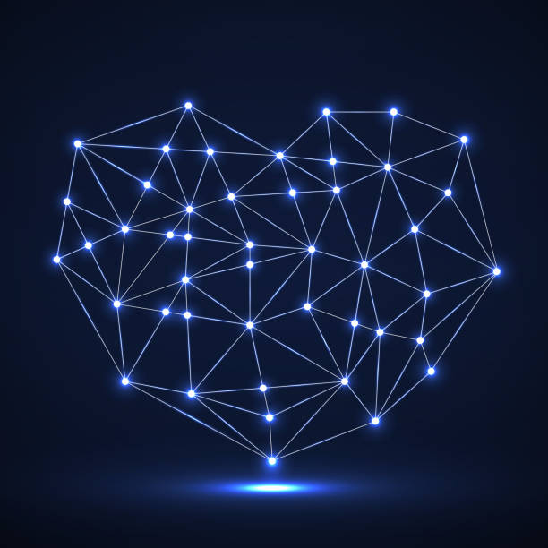 istock Abstract neon geometric heart of lines and dot 1132723593