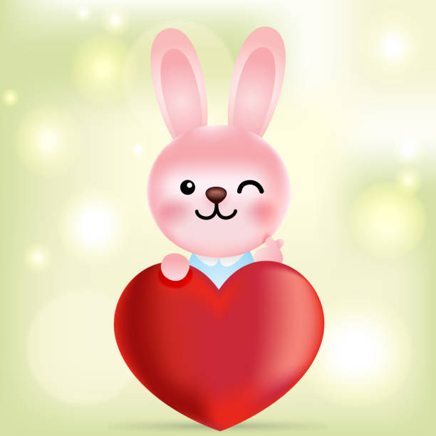 istock Cute cartoon bunny with heart balloon, Vector Illustration 1132724747