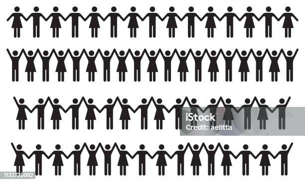 Set Of People Icons In Black And White Man And Woman Stock Illustration - Download Image Now