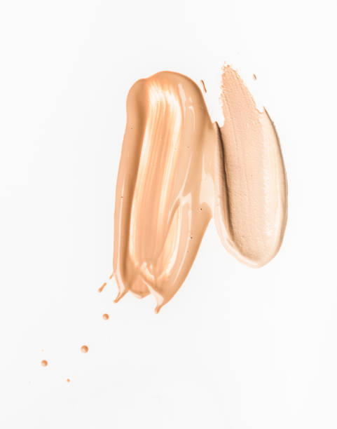 istock Liquid creamy foundation smudged on white background. 1132725368