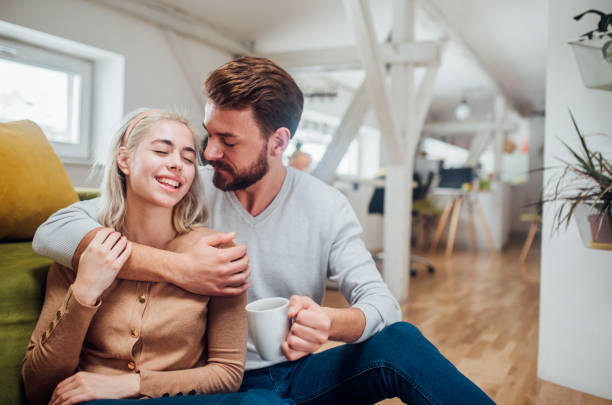 istock Couple hugging at home 1132727923