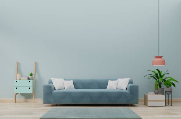 istock Modern living room interior with sofa and green plants,table 1132728611