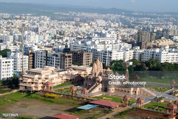 Swaminarayan Temple Aerial View From The Hill Pune Maharashtra India Stock Photo - Download Image Now