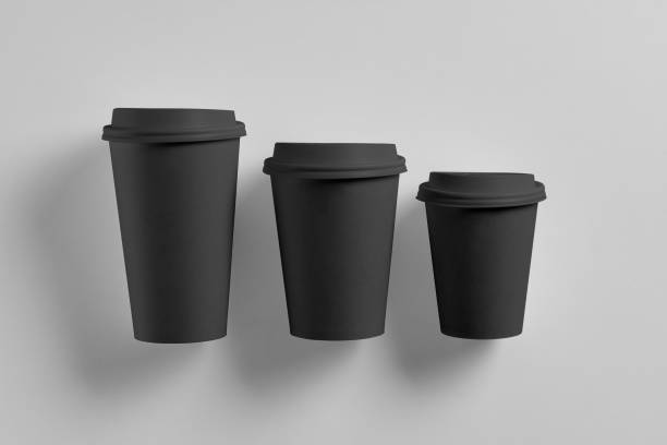 istock Paper black coffee cup with black lid isolated on white background 1132731941