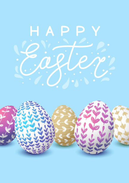 bildbanksillustrationer, clip art samt tecknat material och ikoner med påsk ägg med blommig utsmyckade - easter egg