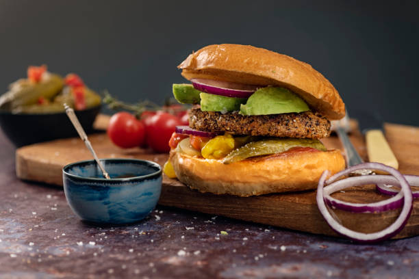 istock Vegetarian burger in a brioche bun. 1132737775