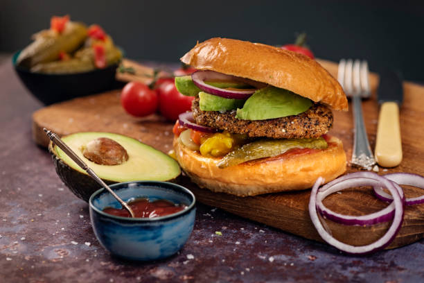 istock Vegetarian burger in a brioche bun. 1132737901