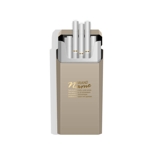 istock Realistic pack of light cigarettes. Addiction is Dangerous, illustration of smoke concept 1132741370
