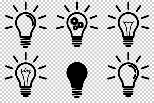 illustrations, cliparts, dessins animés et icônes de ensemble d'icône d'ampoule, isolé. - light bulb lighting equipment ideas inspiration