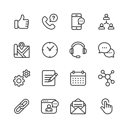 16 Contact Us Outline Icons.
