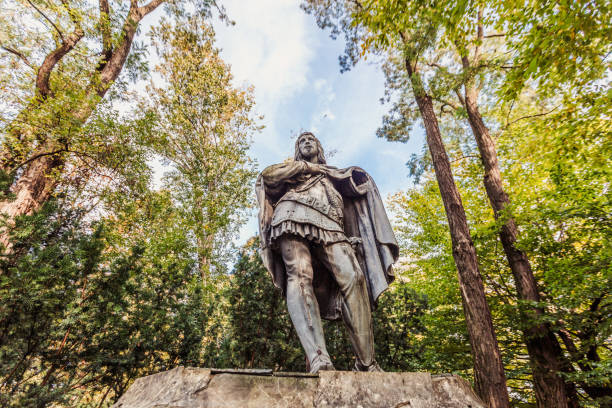 A statue of atop Gellert Hill,Budapest
