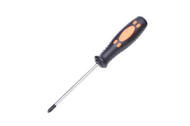 istock Black and orange screwdriver isolated on white background 1132754585
