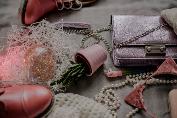 istock Flat lay toned image of girl stuff 1132755359