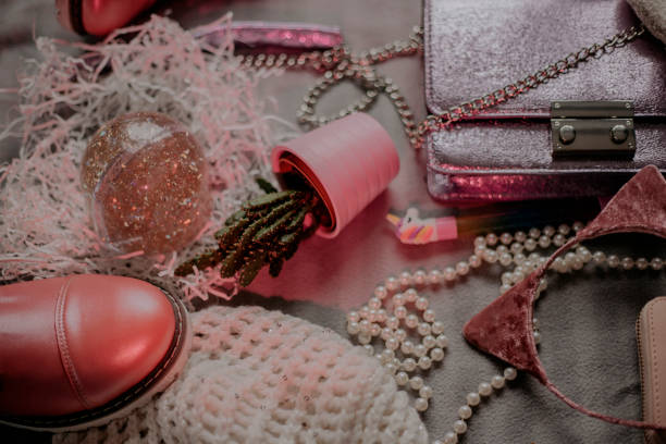 istock Flat lay toned image of girl stuff 1132759132