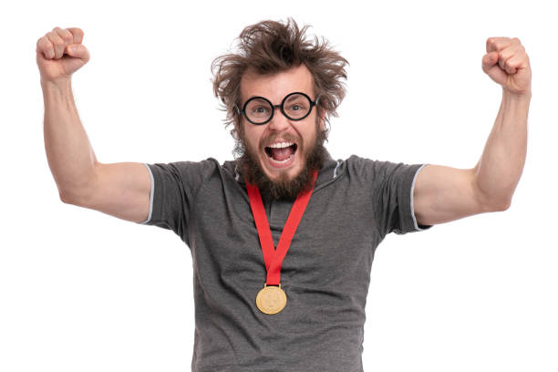 istock Crazy bearded man with medal 1132759180