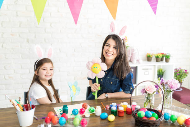 istock Family With Colorful Creativity For Easter Decor 1132760042
