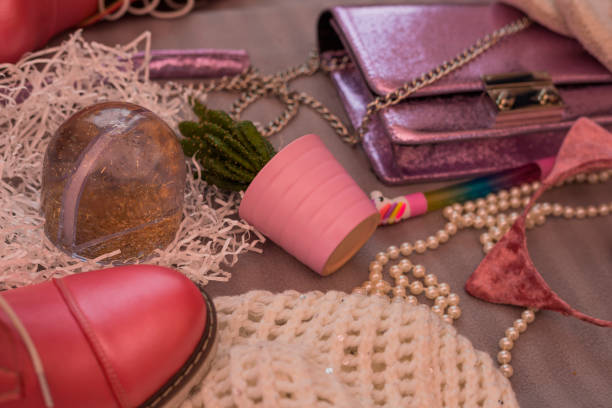 istock Flat lay toned image of girl stuff 1132760769